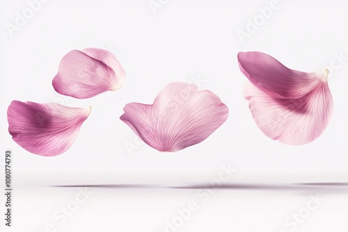 Delicate Pink Rose Petals Falling in Air - Floral Beauty and Softness