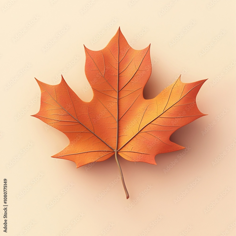 Obraz premium Vibrant 3D Autumn Leaf with Warm Color Palette