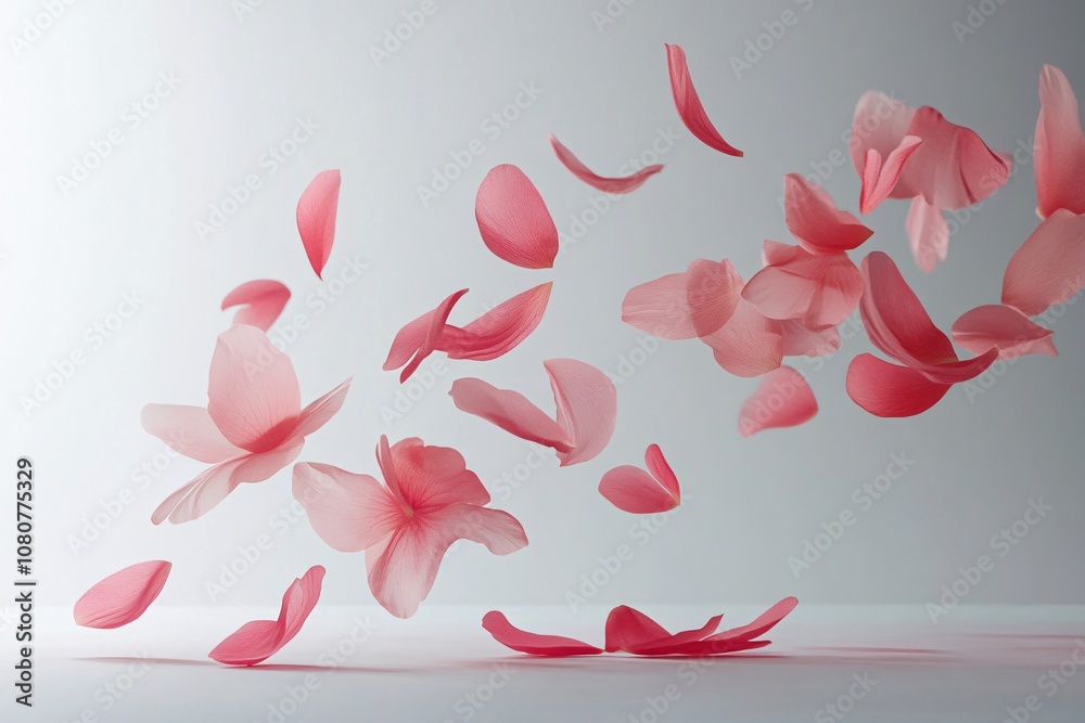 Pink Flower Petals Falling in Slow Motion: Delicate Beauty and Elegance Pink Flower Petals Falling in Slow Motion: Delicate Beauty and Elegance