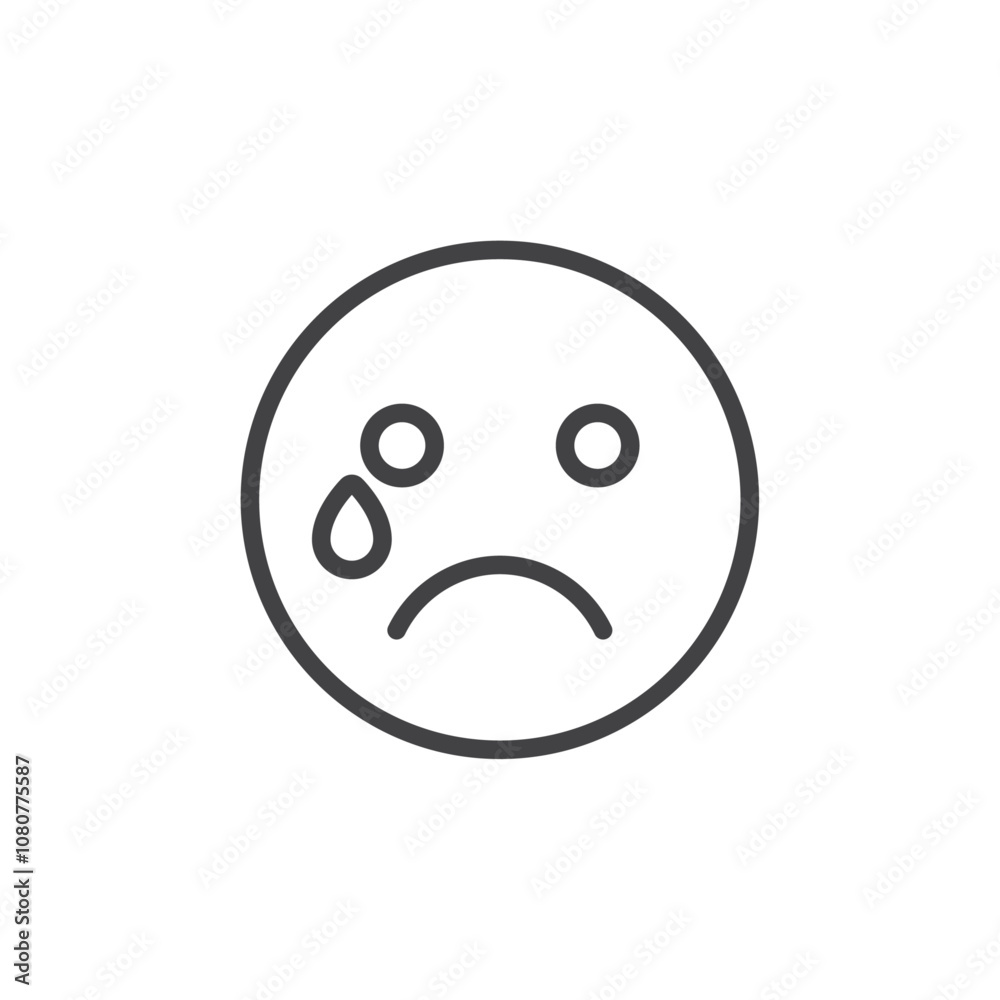 Crying face icon Logo symbol outline set Crying face icon Logo symbol outline set