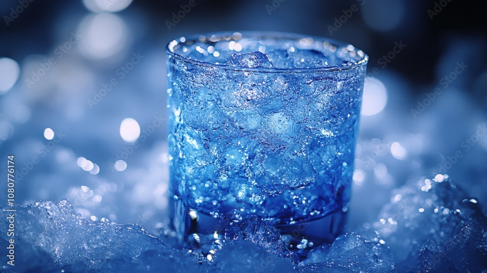 Crisp Blue Cocktail in a Sparkling Ice Environment Crisp Blue Cocktail in a Sparkling Ice Environment