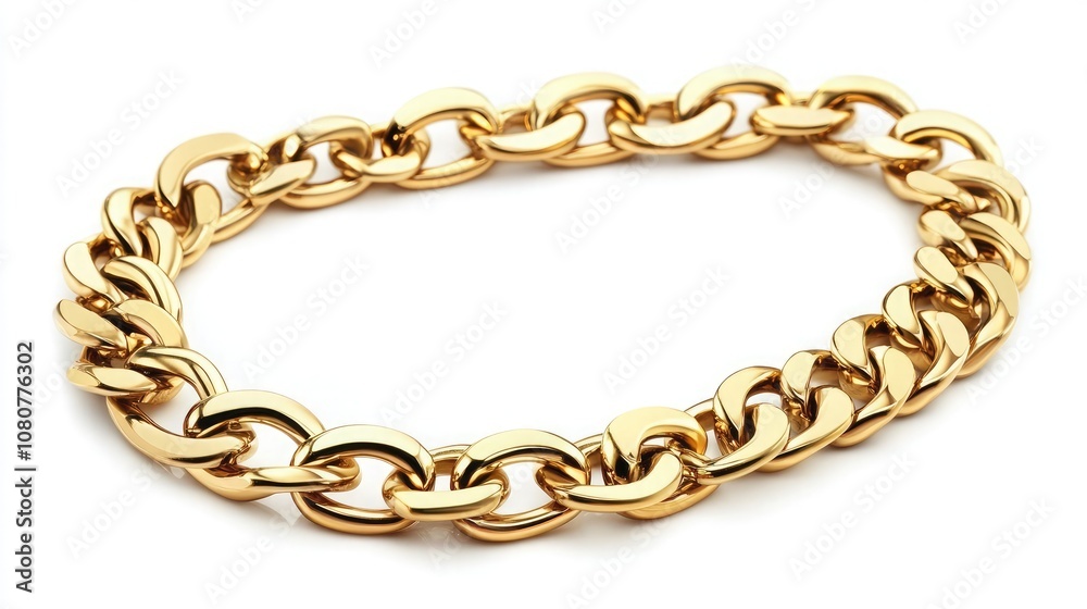 A close-up of a shiny gold chain bracelet, with the links creating a textured pattern. A close-up of a shiny gold chain bracelet, with the links creating a textured pattern.