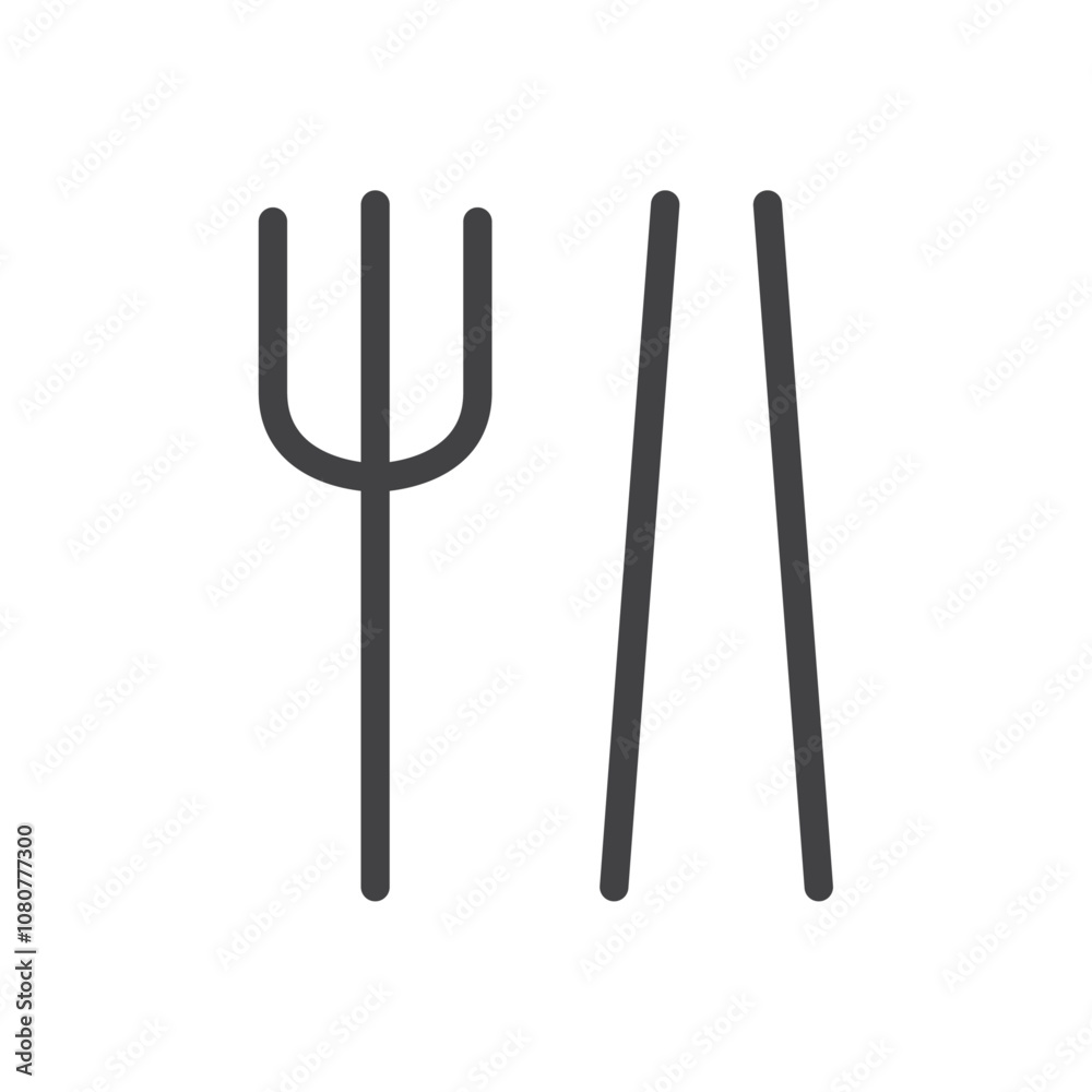Fork chopsticks icon Logo symbol outline set Fork chopsticks icon Logo symbol outline set