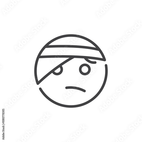 Head bandage emoji icon Logo symbol outline set