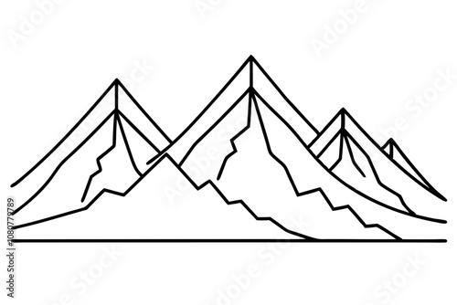 mountain landscapes line art vector silhouette on white background photo