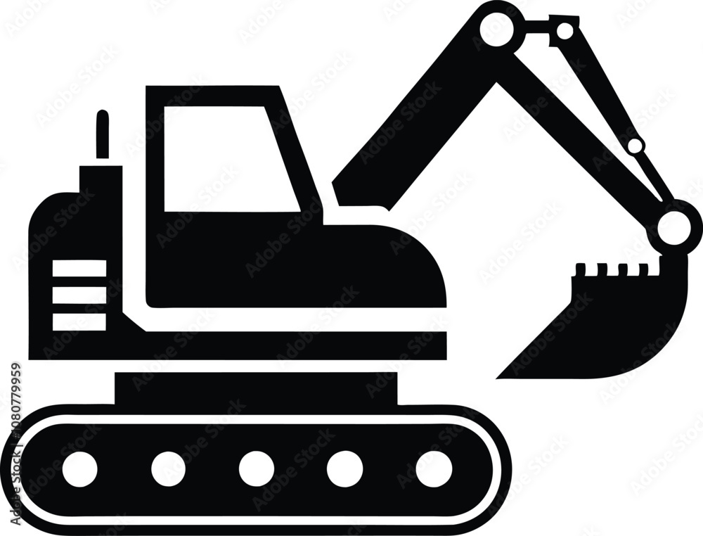 Excavator vector silhouette. Construction excavator vector, Excavator logo, icon Excavator vector silhouette. Construction excavator vector, Excavator logo, icon