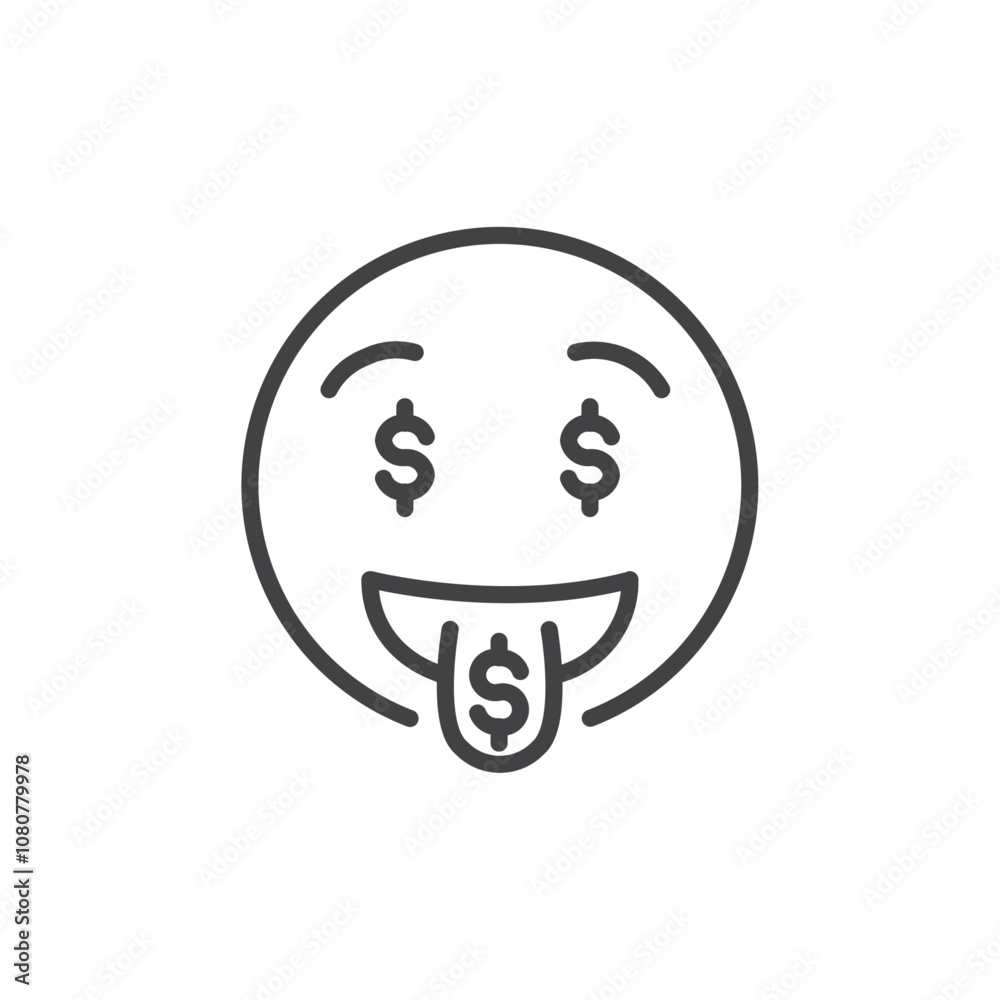 Money face icon Logo symbol outline set Money face icon Logo symbol outline set