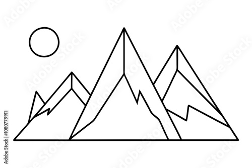 mountain landscapes line art vector silhouette on white background photo