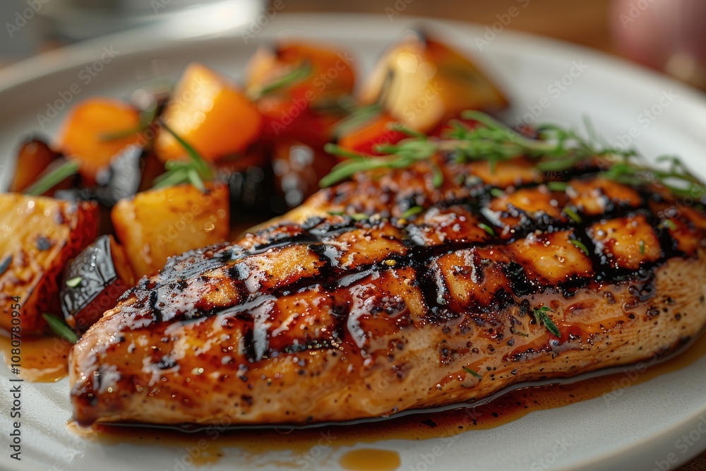 Glazed Chicken Breast with Roasted Vegetables Glazed Chicken Breast with Roasted Vegetables