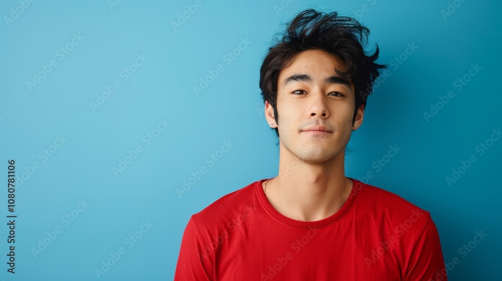 Casual Male Model Standing on Neutral Background Generative AI Casual Male Model Standing on Neutral Background Generative AI