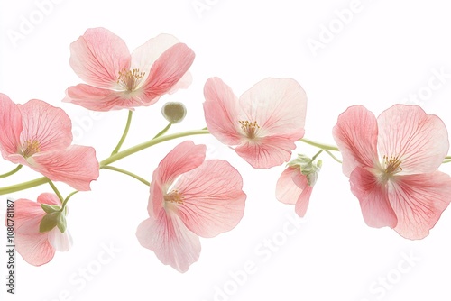 Delicate Pink Flowers Blooming on a Branch - Nature Photography