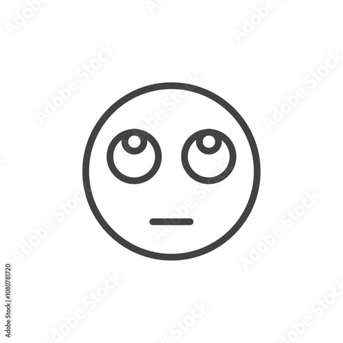 Rolling eyes emoji icon Logo symbol outline set