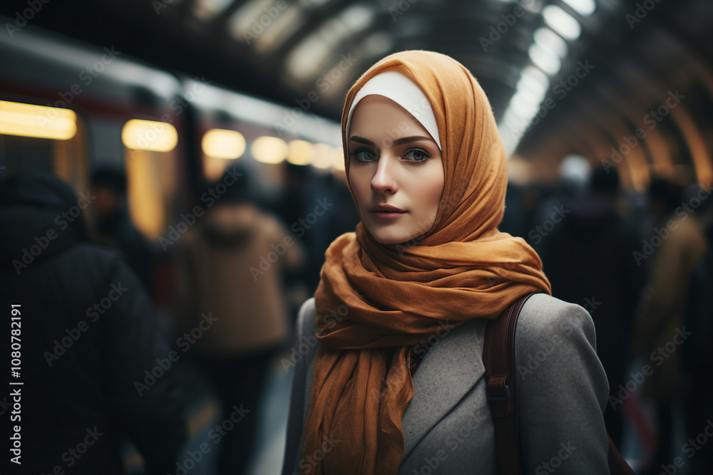 Arabian woman in traditional hijab clothes living in big city having modern life sports job leisure Generative AI Arabian woman in traditional hijab clothes living in big city having modern life sports job leisure Generative AI