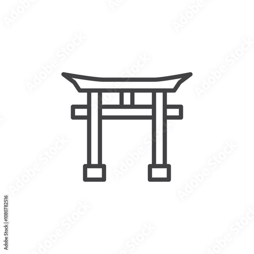 Shinto shrine icon Logo symbol outline set
