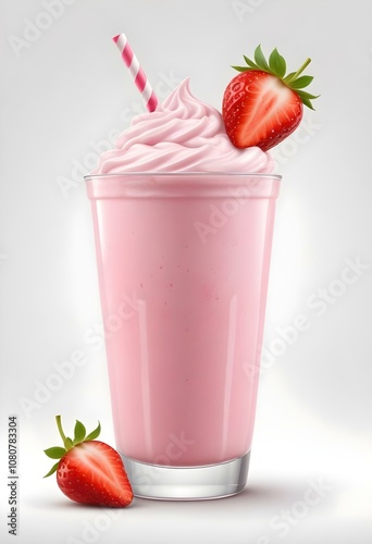 Fruity summer milkshake with a creamy topping