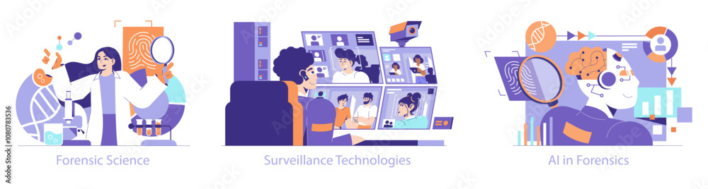 Forensics Technologys. Flat Vector Illustration Forensics Technologys. Flat Vector Illustration