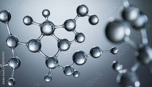 Gray transparent molecule model over grey photo