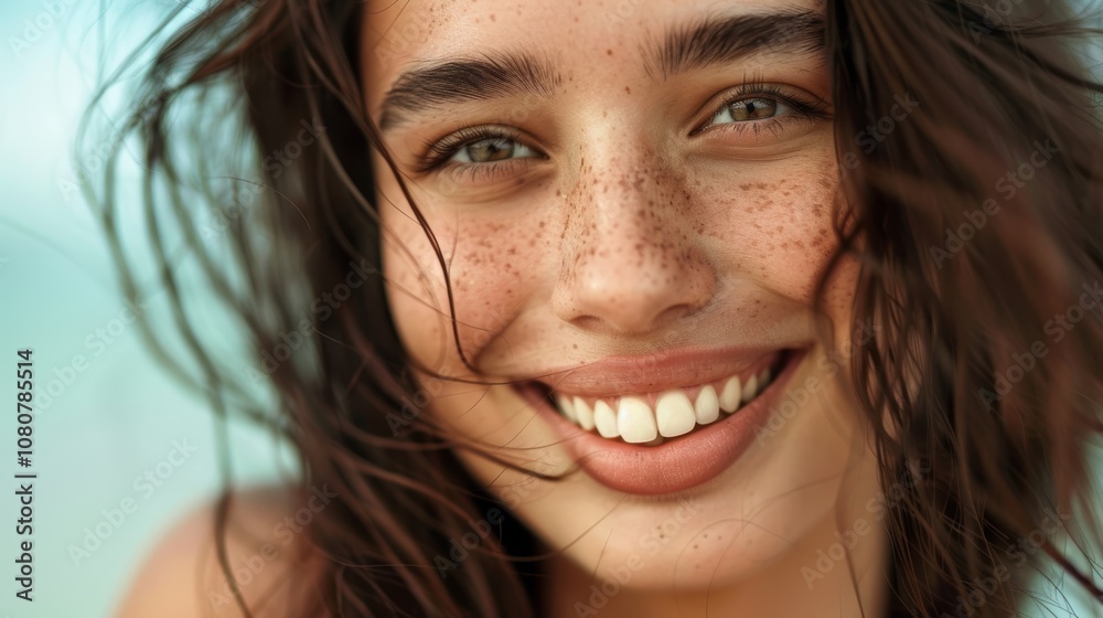 Smiling Woman Portrait for Social Media Use Generative AI