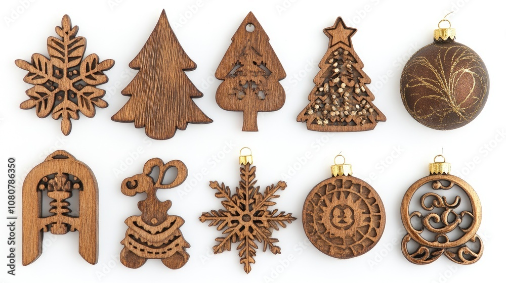 Wooden Christmas Ornaments with Various Designs Wooden Christmas Ornaments with Various Designs