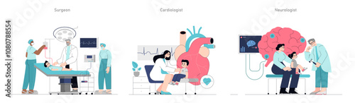 Pediatric Medical Appointment. Flat Vector Illustration