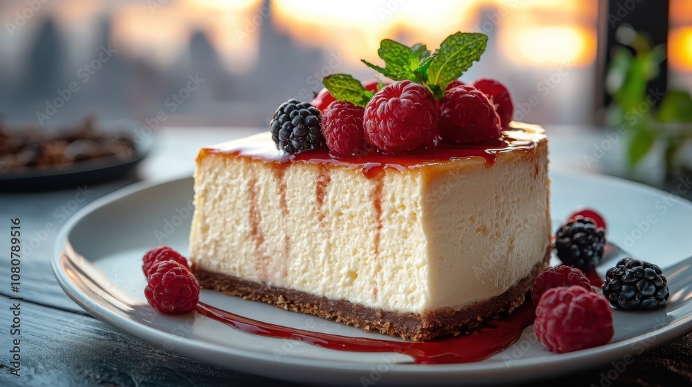 Savor the delight of new york-style cheesecake surrounded by the stunning new york skyline Savor the delight of new york-style cheesecake surrounded by the stunning new york skyline