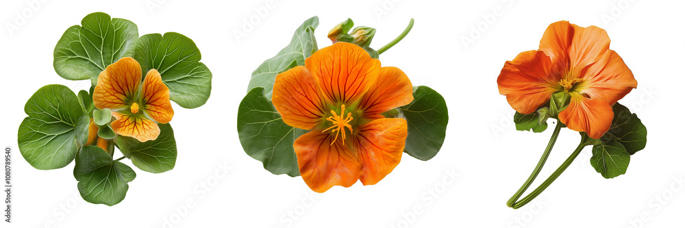 PNG set of nasturtium isolate on transparent and white background PNG set of nasturtium isolate on transparent and white background