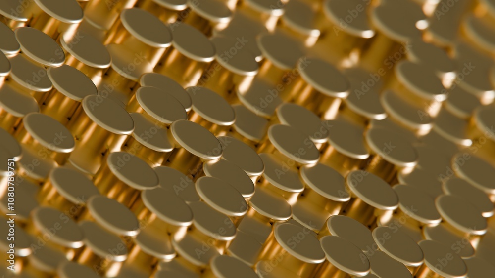 Fototapeta premium Gold Circular Pillars Abstract Pattern Design