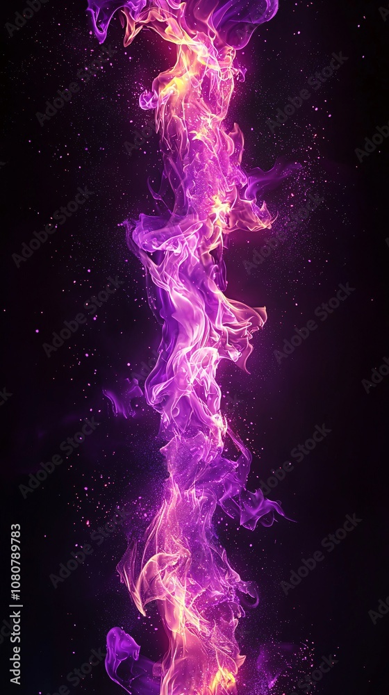A stunning visual of vibrant purple and orange smoke intertwining against a dark background, creating a captivating ambiance of mystery and energy. A stunning visual of vibrant purple and orange smoke intertwining against a dark background, creating a captivating ambiance of mystery and energy.