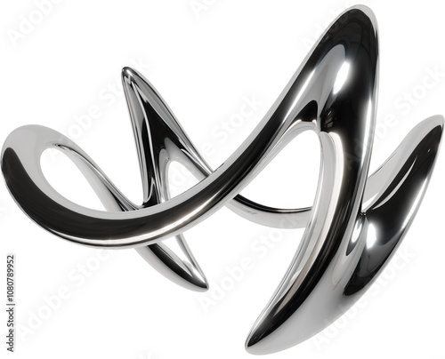 Bild auf Leinwand 3D Chrome abstract organic shape futuristic y2k freeform element on Transparency