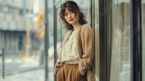 Casual Chic Street Fashion in Urban Setting Generative AI