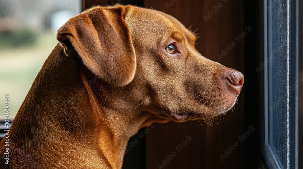 Dog Watching Fireworks from Home Window at Night Dog Watching Fireworks from Home Window at Night