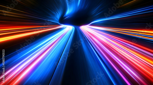 Abstract Background with Colorful Neon Lines