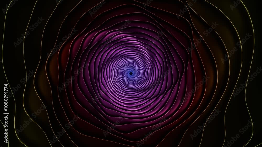 Abstract Neon Swirling Vortex in Purple and Red Hues