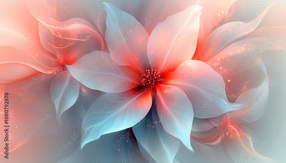 Fototapeta premium Beautiful abstract flower design with soft colors and delicate petals in a serene setting