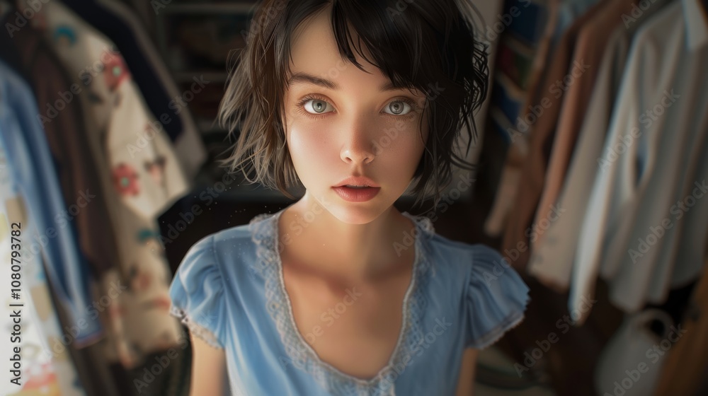Stylish Woman Organizing Her Closet Generative AI Stylish Woman Organizing Her Closet Generative AI