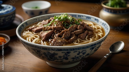 A traditional Chinese beef noodle.