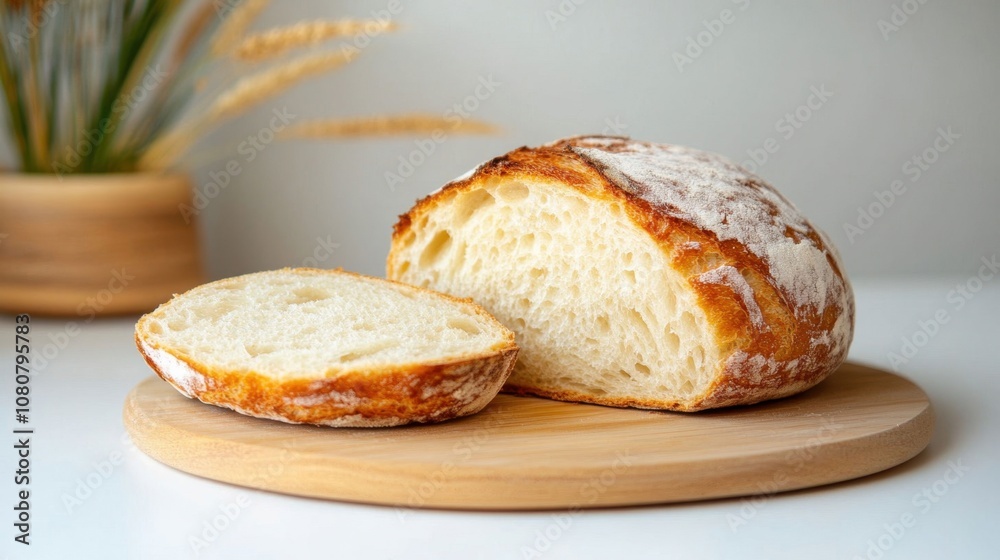 Rustic Sliced Bread Loaf on Wooden Board Rustic Sliced Bread Loaf on Wooden Board