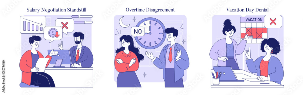 Workplace Disputes. Flat Vector Illustration Workplace Disputes. Flat Vector Illustration