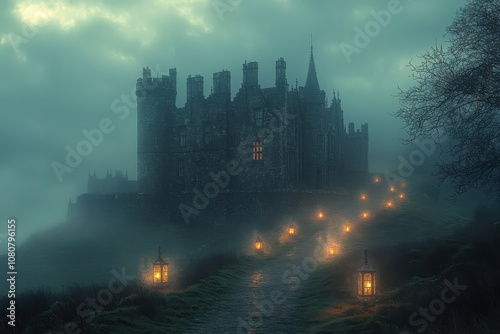 Explore the enchanting scottish castle nestled in misty highlands surrounded by lush landscape