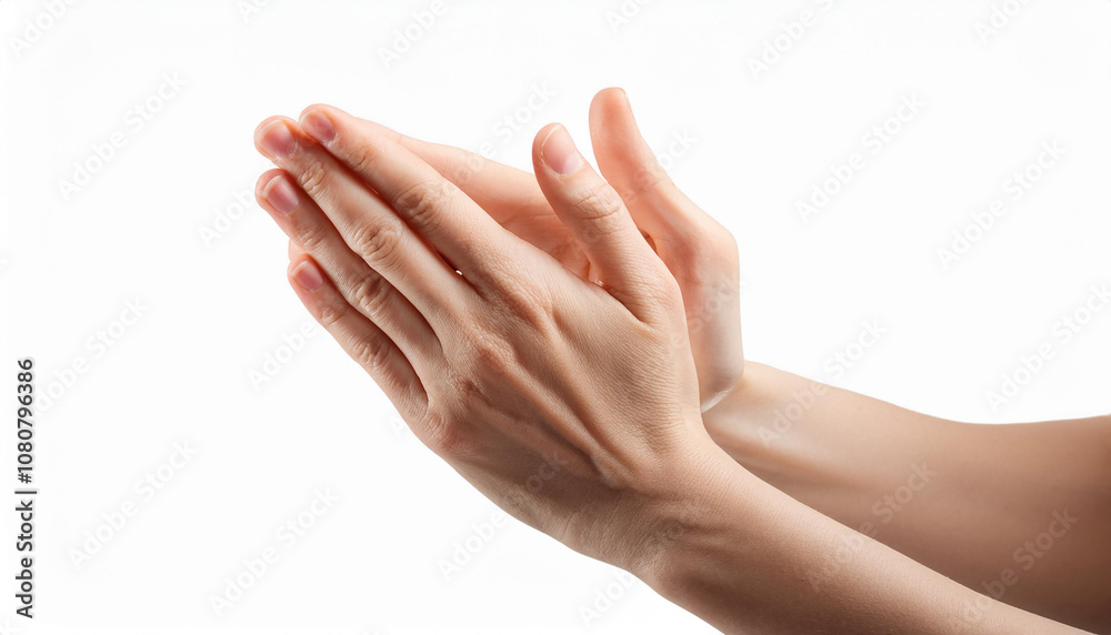 Hands clasped together in applause or prayer. Hands clasped together in applause or prayer.
