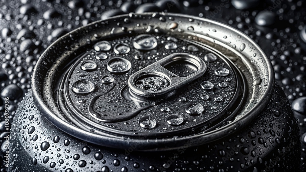 Black Wet Aluminum Can Mockup with Water Splashes - Macro Photography Black Wet Aluminum Can Mockup with Water Splashes - Macro Photography