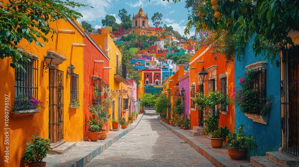 Fototapeta premium Savor the flavor of spicy mexican enchiladas topped with cheese in a vibrant culinary scene