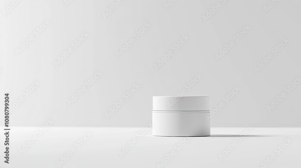 Clean, minimalistic setup of a closed cream jar against a white background, ideal for cosmetic product Clean, minimalistic setup of a closed cream jar against a white background, ideal for cosmetic product