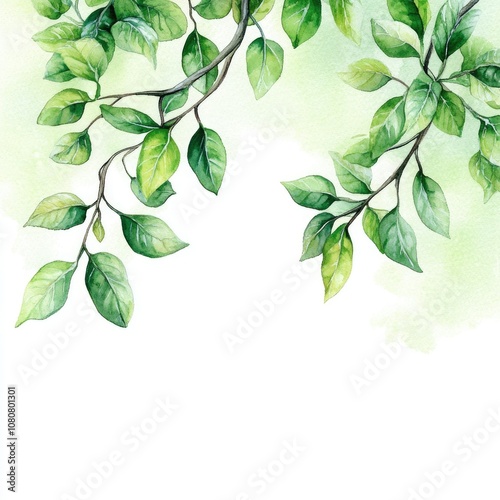 Watercolor Eucalyptus Leaf Illustration for Wedding Greeting Cards