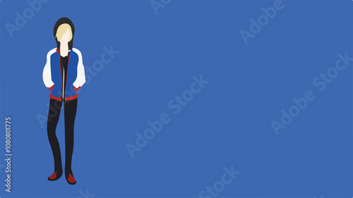 uomo o donna con fondo per cartone animato o background vettoriale editabile 