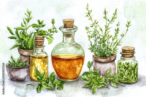 Wild Herbal Medicine. Botanical Illustration of Shepherd's Bag Plant for Homemade Herbal Tea and Tincture