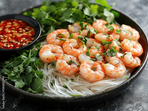 Savor the delight vietnamese banh xeo crepes with shrimp and bean sprouts for a flavorful meal photo