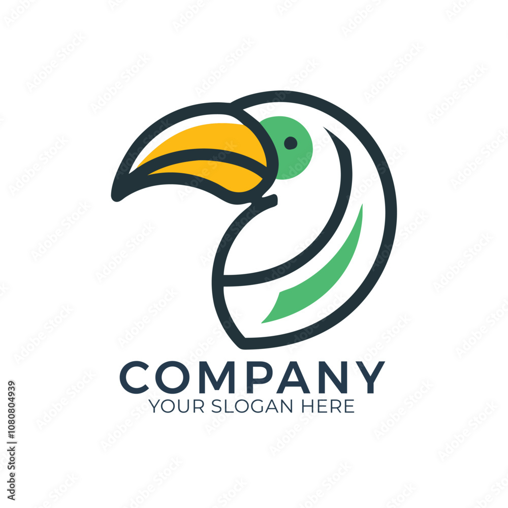 Obraz premium Simple nature toucan bird art style logo symbol icon design