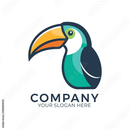 Simple nature toucan bird art style logo symbol icon design photo