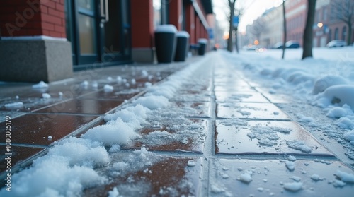 Wallpaper Mural Icy Sidewalk Leading to Building Entrance on a Winter Day Torontodigital.ca